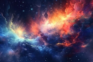 Fototapeta na wymiar Space nebula night gallaxy illustration. Cosmos universe astronomy. Generative AI.