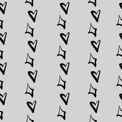 Seamless pattern with hand drawing outline shape elements