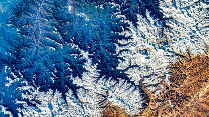 Tri-color landscape. Digital Enhancement. Elements by NASA