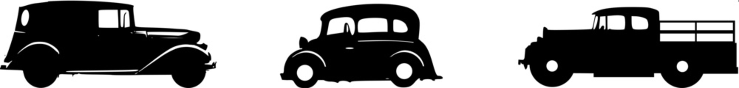 Vektor Set mit Vintage Oldtimern - Transport 