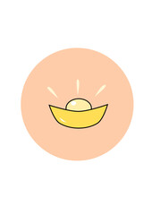 Illustration of a chinese gold ingot money shape
