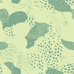 Fototapeta premium Tropical vector stylish seamless pattern with hand-drawn organic shapes in pastel colors.