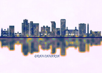 Gran Canaria Skyline. Cityscape Skyscraper Buildings Landscape City Background Modern Art Architecture Downtown Abstract Landmarks Travel Business Building View Corporate