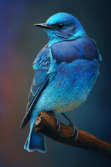 Fototapeta premium A blue bird kingfisher is sitting on a branch. Generative AI