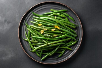  green beans in a frying pan, ai generative