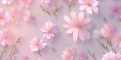 Fototapeta na wymiar Pale pink flowers on a pink background.