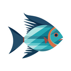 Fish sign. Color fish icon on white background. Abstract fish icon. Vector illustration