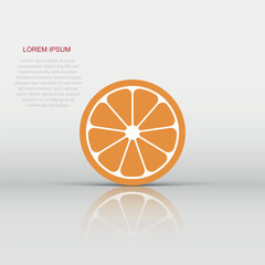 Orange fruit vector icon in flat style. Orange citrus illustration on white isolated background. Tropical food concept.