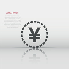 Yen, yuan money currency vector icon in flat style. Yen coin symbol illustration on white isolated background. Asia money business concept.