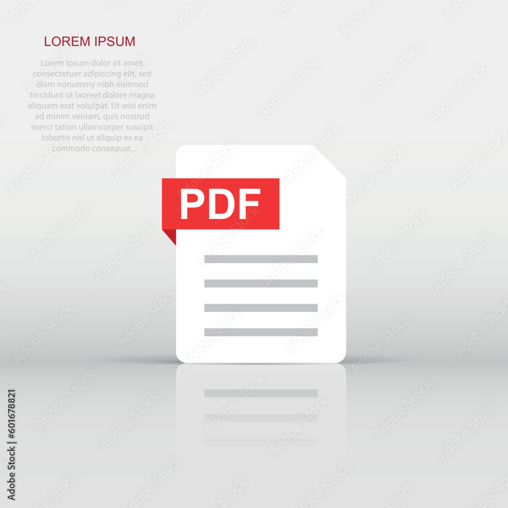 Poster pdf document note icon in flat style. paper sheet vector illustration on isolated background. pdf no