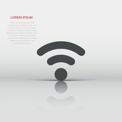 Wifi internet sign icon in flat style. Wi-fi wireless technology vector illustration on white isolated background. Network wifi business concept.
