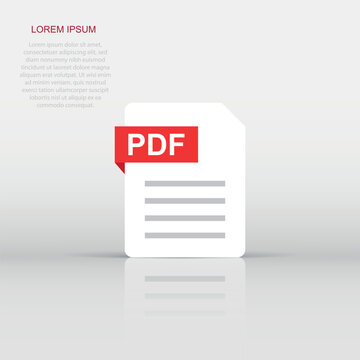 Pdf document note icon in flat style. Paper sheet vector illustration on isolated background. Pdf notepad document business concept.