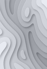 Obraz premium Paper cut topography relief imitation, gray multi layers in gradient texture. Abstract papercut soft 3D banner, topographic map, background vector illustration