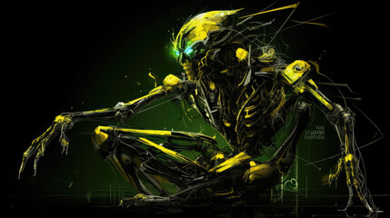 swarm insect alien cyberpunk alien horror - by generative ai 