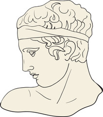 Greek sculpture. Greek statue. Greek sculpture head. Greek sculpture man.