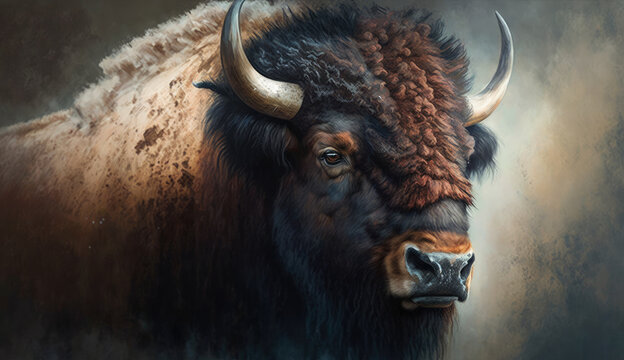 illustration of bison, generative ai.