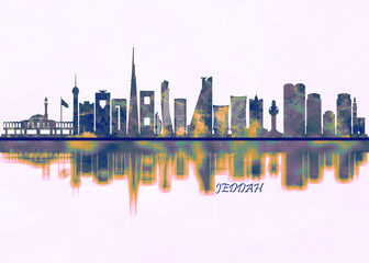 Jeddah Skyline. Cityscape Skyscraper Buildings Landscape City Background Modern Art Architecture Downtown Abstract Landmarks Travel Business Building View Corporate