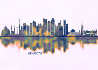 Jakarta Skyline. Cityscape Skyscraper Buildings Landscape City Background Modern Art Architecture Downtown Abstract Landmarks Travel Business Building View Corporate