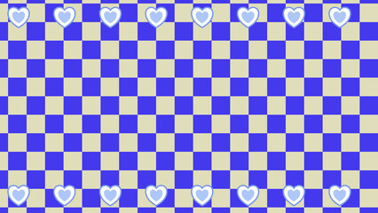 cute heart on checkerboard trendy background, checkers illustration decoration