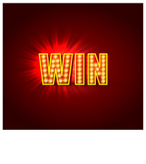 WIN Typography Retro Lights 3d Background Vector Design Template