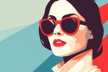 Fototapeta na wymiar fashion woman goggles modern style girl illustration poster design portrait glasses. Generative AI.
