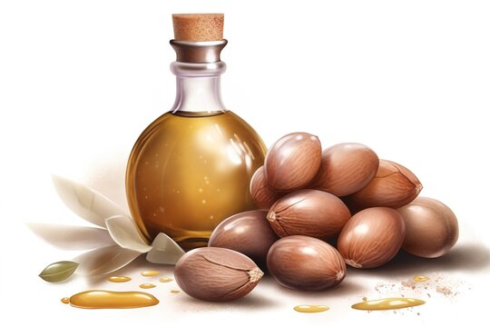 Argan Oil Isolated On White Background. Generated By AI