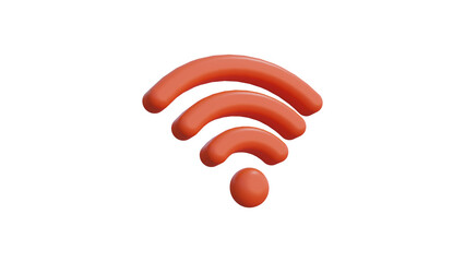 3D red wifi internet icon isolated, wireless icon isolated 3d rendering