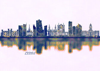 Leeds Skyline. Cityscape Skyscraper Buildings Landscape City Background Modern Art Architecture Downtown Abstract Landmarks Travel Business Building View Corporate