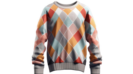 Argyle sweater isolated on transparent background. Generative AI