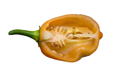 Isolated orange chili pepper habanero sliced - 601684225