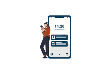 mesage notification handphone flat vector illustration