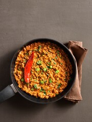 Keema curry in skillet