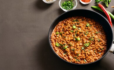 Keema curry in pan