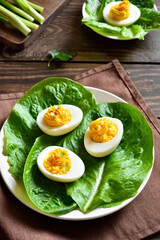 Deviled eggs with paprika, mustard and mayonnaise