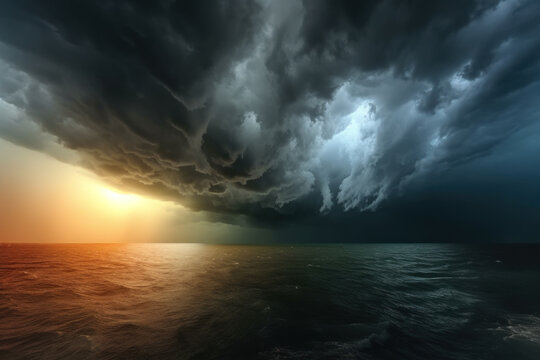 stormy clouds and rain with dramatic sky. generative ai