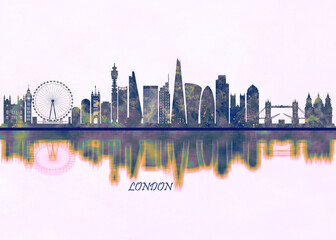 London Skyline. Cityscape Skyscraper Buildings Landscape City Background Modern Art Architecture Downtown Abstract Landmarks Travel Business Building View Corporate