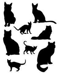 silhouettes of cats set