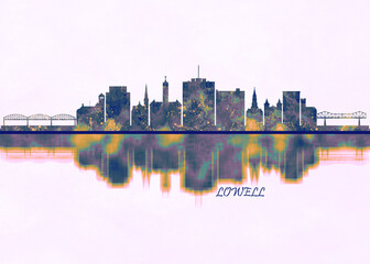 Lowell Skyline. Cityscape Skyscraper Buildings Landscape City Background Modern Art Architecture Downtown Abstract Landmarks Travel Business Building View Corporate