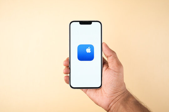 West Bangal, India - February 20, 2023 : Apple support app on phone screen stock image.