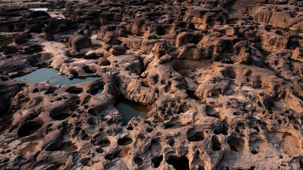 Sam phun boke grand canyon, Ubon Ratchathani Thailand aerial drone point of view