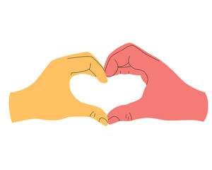 Hands gesture show heart vector illustration. Love message and romantic sign. MS day symbol. Support and connection concept.