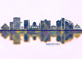 Maldives Skyline. Cityscape Skyscraper Buildings Landscape City Background Modern Art Architecture Downtown Abstract Landmarks Travel Business Building View Corporate
