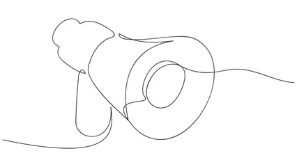 Obraz premium Public horn speaker in One continuous line drawing. Business concept, vector 