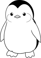 Penguin vector illustration. Black and white coloring book or page for children