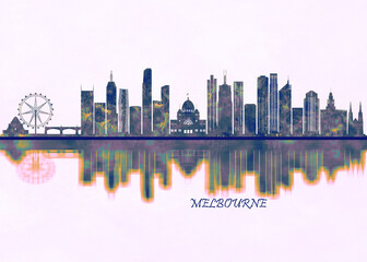 Melbourne Skyline. Cityscape Skyscraper Buildings Landscape City Background Modern Art Architecture Downtown Abstract Landmarks Travel Business Building View Corporate
