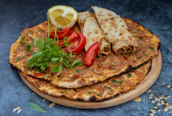 Turkish foods; Turkish pizza -Lahmacun