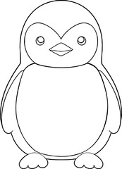 Penguin vector illustration. Black and white coloring book or page for children