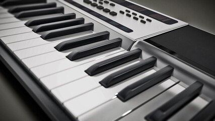 Contemporary, generic design music keyboard. 3D illustration