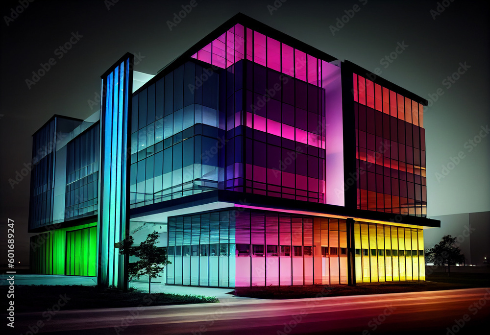 Poster an artistic rendering of a data center with a futuristic and sleek design, generative ai technology.