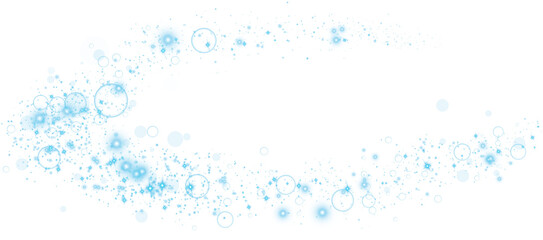 Blue glitter wave abstract illustration. Blue stars dust trail sparkling particles isolated on transparent background. Magic concept. PNG.